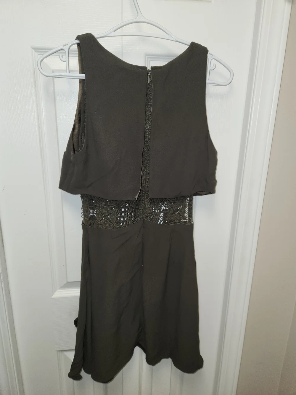 🍉Olive Crochet-Waist Fit & Flare Dress - Picture 6 of 8